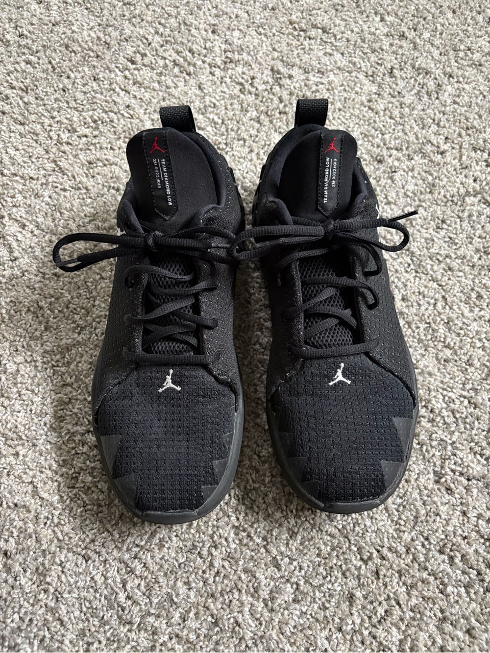 Jordan Men’s Black Low-Top Sneakers with Subtle Red Logo
